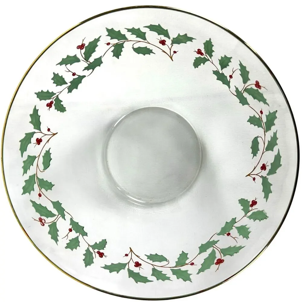 Arcoroc France Christmas Clear Holly Berries Vintage 9